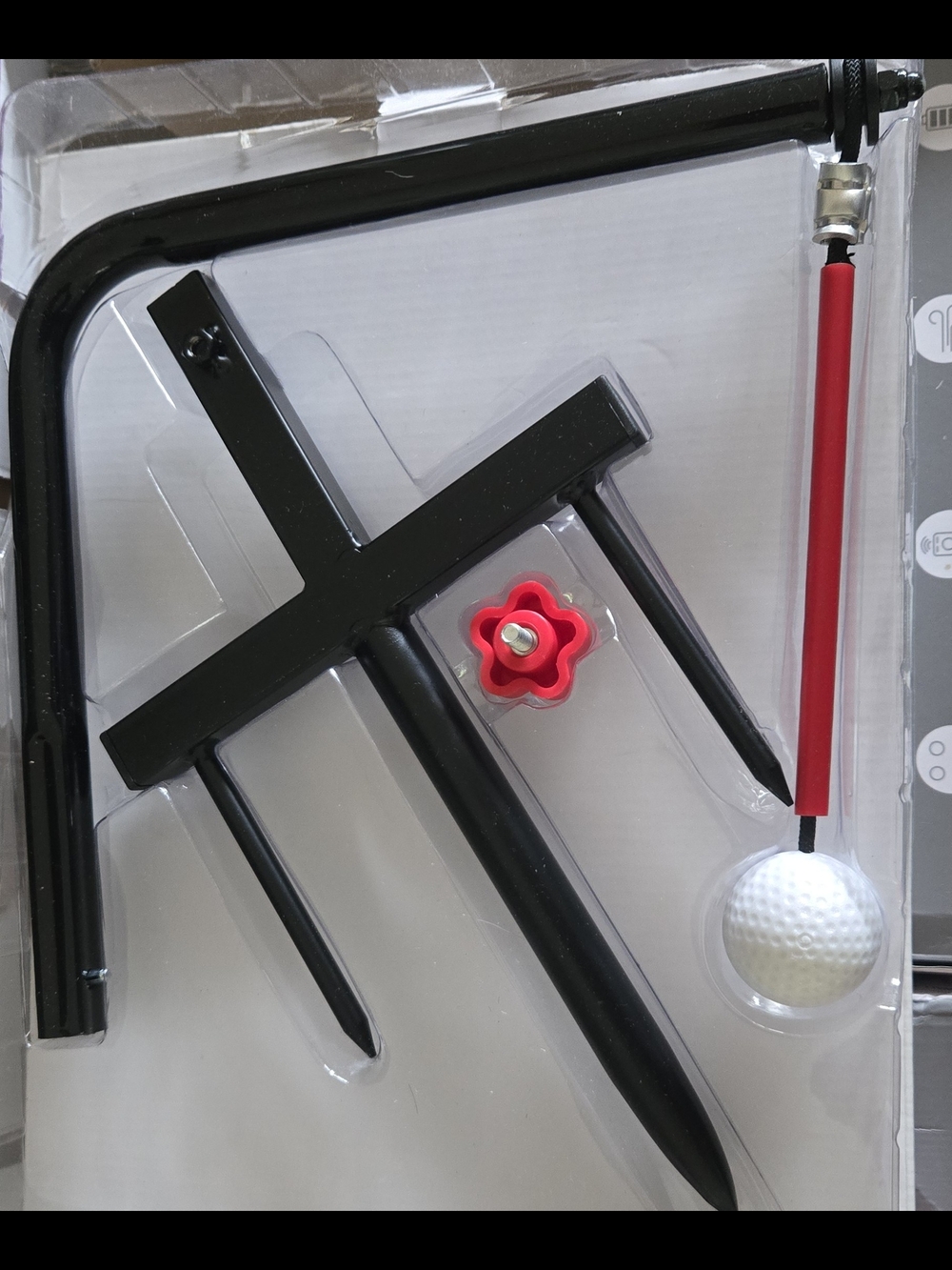 Practice Golf Ball Trainer with Black Spike Base and Red Trainer Rod